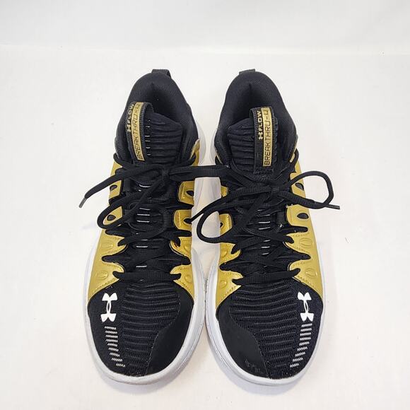 Under Armour Flow Breakthru 7 Basketball Shoes Sneakers Women Size 7 Gold Black - Picture 2 of 8
